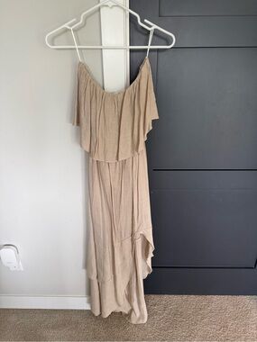 HYFVE Beige Ruffle Maxi Dress